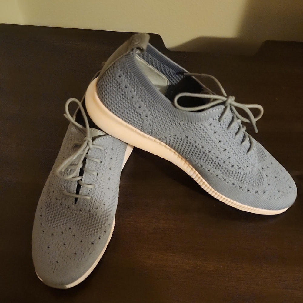 Cole Haan Light Gray Knit Lace-Up Flats - Picture 4 of 4